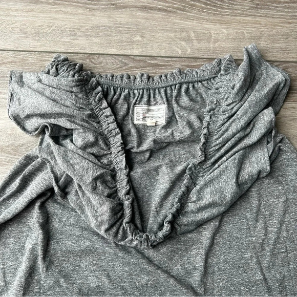 CURRENT ELLIOTT RUFFLE DRESS Off The Shoulder in HEATHER GREY - Picture 7 of 14